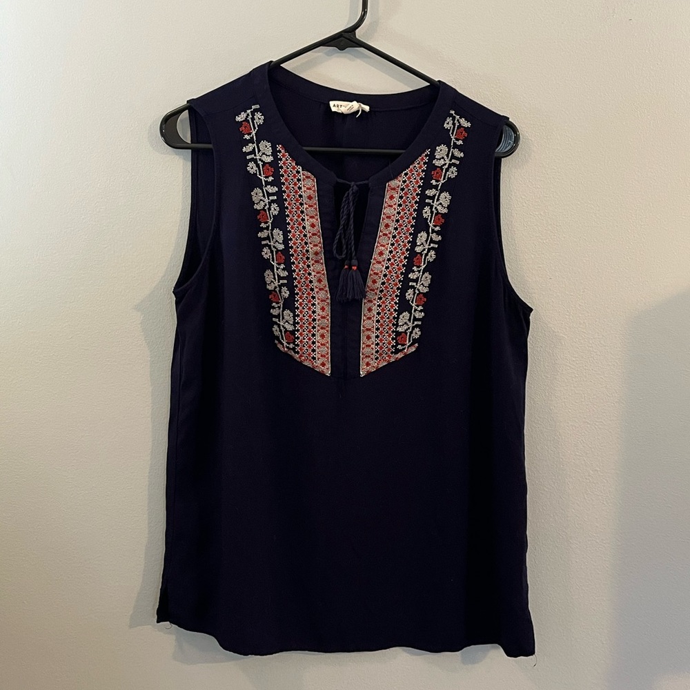 Navy Blue Sleeveless Blouse